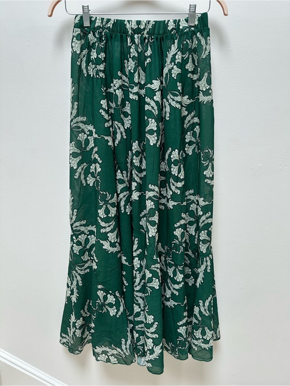 NWOT Green Printed Sheer Maxi Skirt/Bathing Suit Coverup - Picture 2 of 3